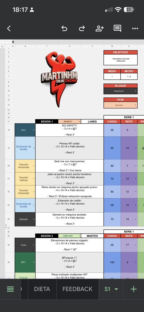 Plan de Martinhm — entrenamiento, página 1